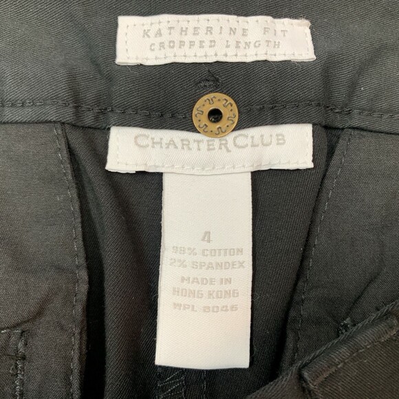 Charter Club Pants Size 4 Black Cotton Spandex Cropped Length Katherine Fit NWT - Picture 6 of 7